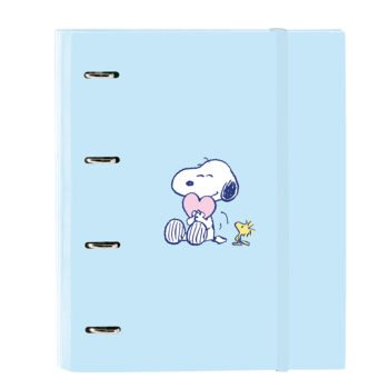 Snoopy Love Carpeta Escolar A4 Azul/Claro 4 Anillas y Recambio 100 Hojas