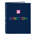 Benetton Carpeta Folio Damero 4 Anillas Mixtas Azul