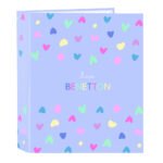 Benetton Carpeta Folio 4 Anillas Lomo Ancho Lila