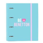 Benetton "Unique" Carpeta Escolar A4 4 Anillas AZUL/TURQUESA