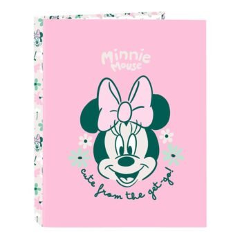 Disney Minnie Mouse Minty Carpeta Folio 4 Anillas Rosa Floral