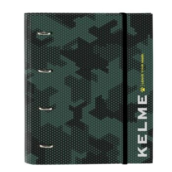 Carpeta Escolar Kelme Camo Verde/Negro A4 4 Anillas Tapa Dura