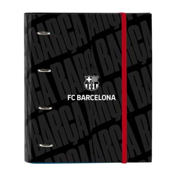 F.C. Barcelona Carpeta Escolar Oficial 4 Anillas Recambio Cuadrícula Negra