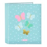 Carpeta Moos Butterflies Folio 4 Anillas Lomo Ancho Azul Claro SAFTA