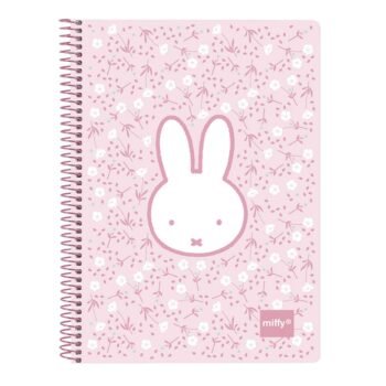 Miffy Libreta Escolar Flores Rosa Cuarto 80 Hojas Tapas Duras