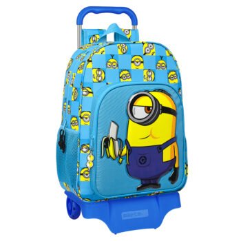 Mochila Infantil Minions "Minionstatic" con Carro Extraíble Azul SAFTA