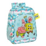 Bob Esponja "Stay Positive" Mochila Adaptable Carro Escolar Azul