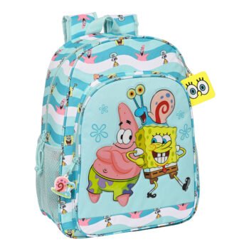 Bob Esponja "Stay Positive" Mochila Adaptable Carro Escolar Azul