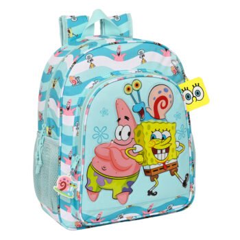 Bob Esponja "Stay Positive" Mochila Junior Adapt. Carro Azul/Blanco