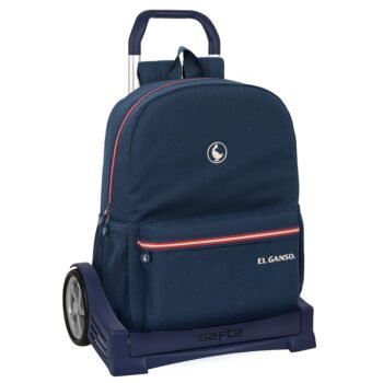 Mochila Escolar El Ganso Classic SAFTA + Carro Evolution Azul