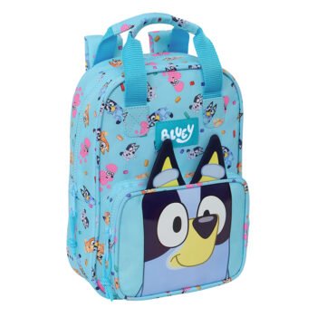 Mochila Bluey Infantil Adaptable a Carro SAFTA Celeste