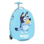 Bluey Trolley Infantil 16" Celeste SAFTA Oficial | Maleta de Viaje Niños