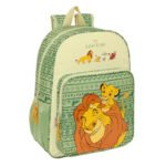 Mochila Escolar Disney El Rey Leon Mufasa Adaptable Carro Verde/Beige