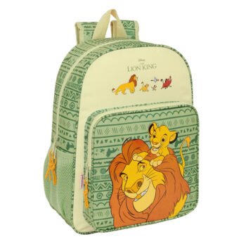 Mochila Escolar Disney el Rey Leon Mufasa Adaptable Carro Verde Beige