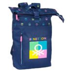 Benetton "Cool" Mochila Solapa Portátil 15.6'' Ergonómica Azul