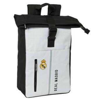 Real Madrid 1ª Equip. 24/25 Mochila Solapa Portátil 15.6'' Blanco/Gris Oficial