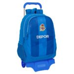 LaLiga Real Deportivo De La Coruña Mochila Juvenil Azul con Carro Extraíble