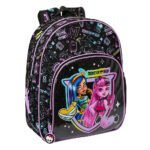 Mochila Escolar Monster High SAFTA Adaptable a Carro Negra