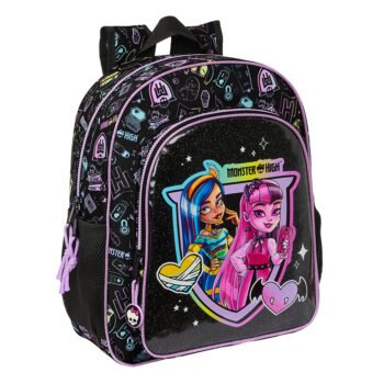Mochila Escolar Monster High Junior Adaptable Carro NEGRO