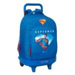 Mochila con Ruedas Extraíble Grande Superman DC Oficial Azul