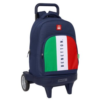 Benetton Flag Mochila Grande con Ruedas Compacta Azul Marino