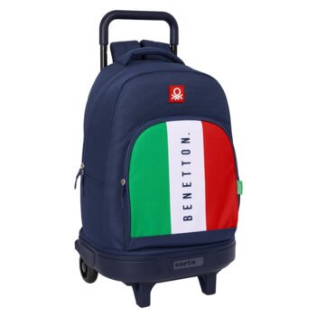 Benetton "Flag" Mochila con Ruedas Extraíble Azul Marino