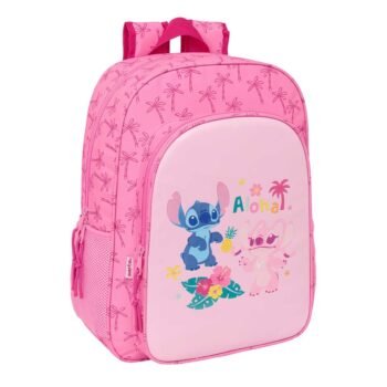 Disney Lilo & Stitch Mochila Escolar Adaptable Stitch Chill Menta y Rosa