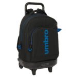 Umbro "Jet Black" Mochila Grande con Ruedas Extraíble - Lavable y Resistente