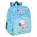 Snoopy Love Mochila Junior Adaptable Carro Azul Claro - Preescolar SAFTA