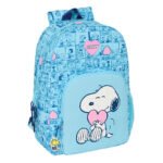 Snoopy "Love" Mochila Escolar Adaptable a Carro Azul