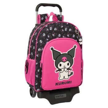 Kuromi Mochila con Carro Negra/Fucsia Infantil Escolar SAFTA