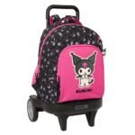 Kuromi Mochila Ruedas Grande Evolutiva Extraíble Negra/Fucsia SAFTA