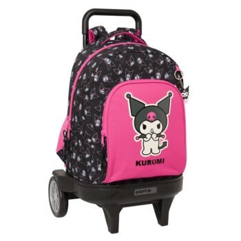 Kuromi Mochila Ruedas Grande Evolutiva Extraíble Negra/Fucsia SAFTA