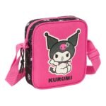 Kuromi Bolsito Bandolera Oficial Escolar SAFTA Negro/Fuchsia Ajustable