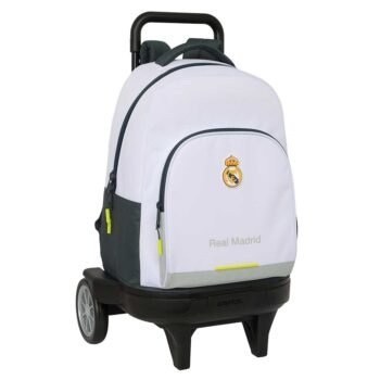 Real Madrid Equip. 25/26 Mochila Ruedas Compacta Extensible Blanca