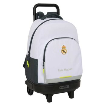 Mochila Escolar Real Madrid Equip. 25/26 con Ruedas Extraíble Blanca