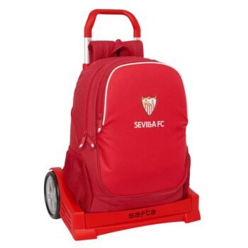 Mochila Escolar Sevilla FC LaLiga Roja con Carro Evolution SAFTA Resis Agua