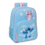Mochila Escolar Disney Lilo & Stitch Happy Adaptable Carro Celeste SAFTA
