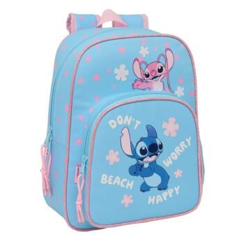 Mochila Escolar Disney Lilo & Stitch Adaptable Carro Stitch Happy Celeste