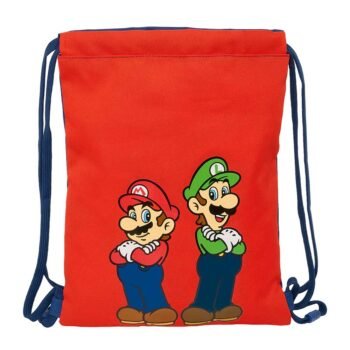 Super Mario "Mamma Mia" Saco Plano Junior SAFTA Escolar Rojo/Azul