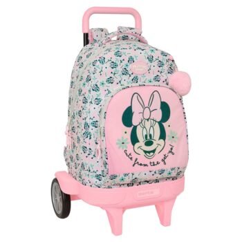 Minnie Mouse Minty Mochila Ruedas Extensible Rosa Floral SAFTA