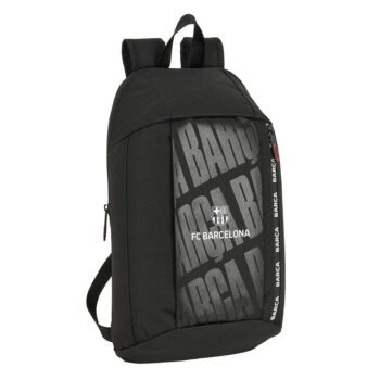Mini Mochila F.C. Barcelona LaLiga Oficial Cremallera Vertical Negra