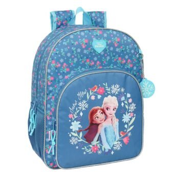 Mochila Escolar Disney Frozen SAFTA Adaptable a Carro Azul