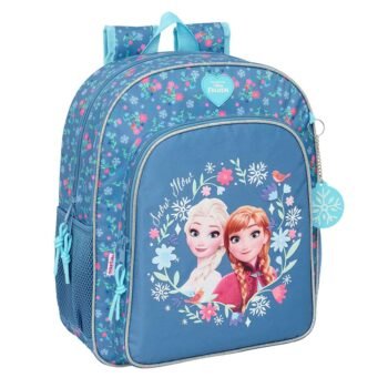 Mochila Escolar Junior Frozen Disney Adaptable Carro Azul SAFTA