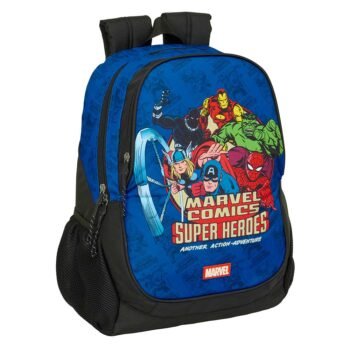 Mochila Escolar SAFTA Marvel Avengers Adaptable a Carro Azul/Negro