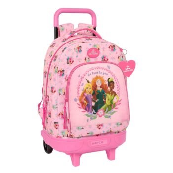 Mochila Escolar Princesas Disney Rosa con Ruedas Extraíble SAFTA