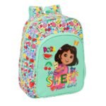 Mochila Escolar Dora TURQUESA Adaptable a Carro Oficial SAFTA