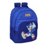 Mochila Escolar Sonic Doble Adaptable a Carro Azul SAFTA Oficial