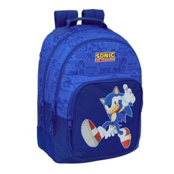 Mochila Escolar Sonic Doble Adaptable a Carro Azul SAFTA Oficial