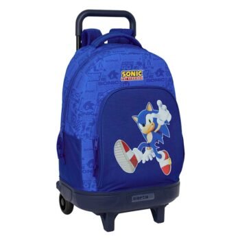 Sonic Mochila Gde. C/Ruedas Extraíble Compacta Azul